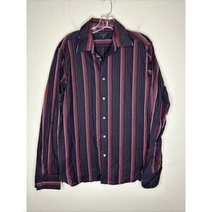 Ted Baker Men’s Dress Shirt Size 4 Striped Double/French Cuff Collar Cuff Links